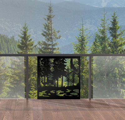 Deer Overlooking River Privacy Panel